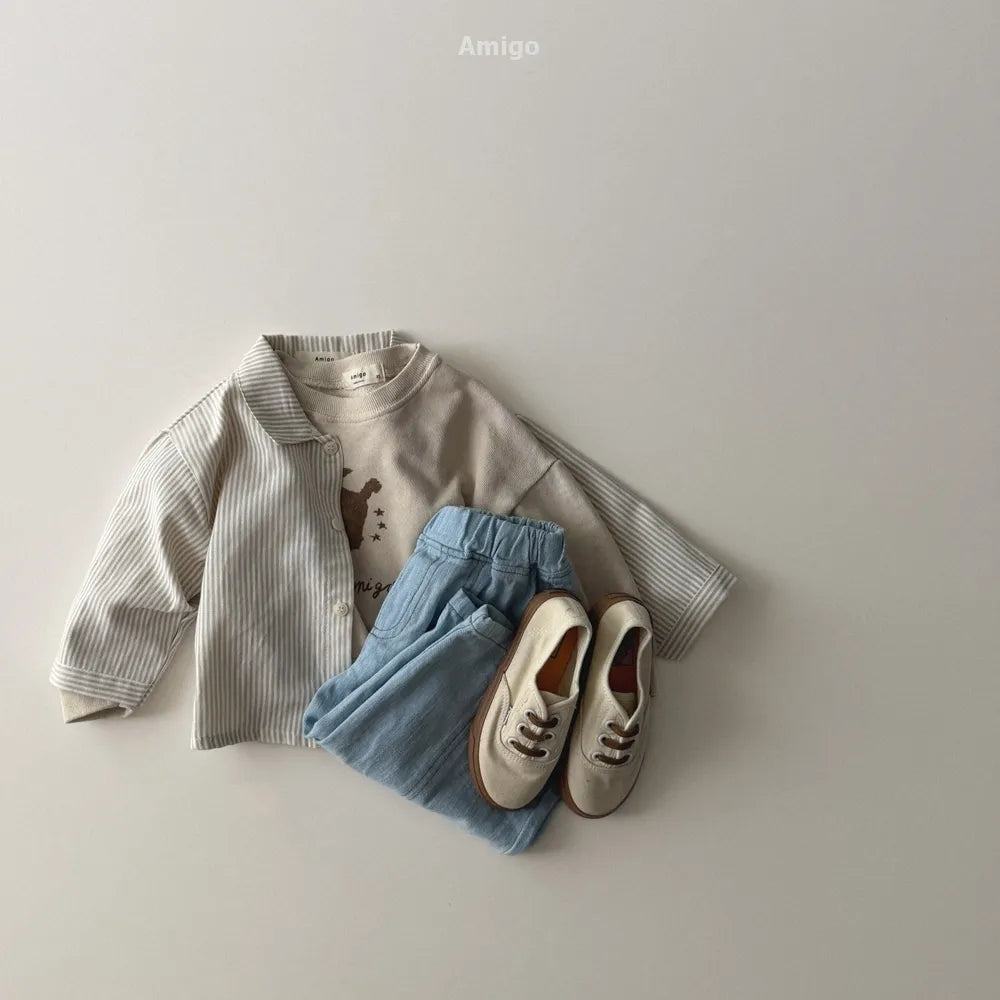韓國童裝 26春 | AM23 Stripe Shirt (80~120cm)