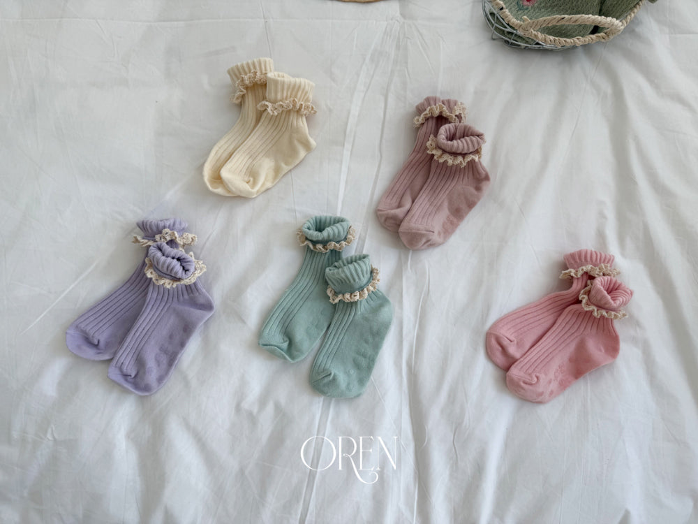 現貨▷ 韓國童裝 26春 |  OR59  Lace Short Socks Set 馬卡龍襪仔
