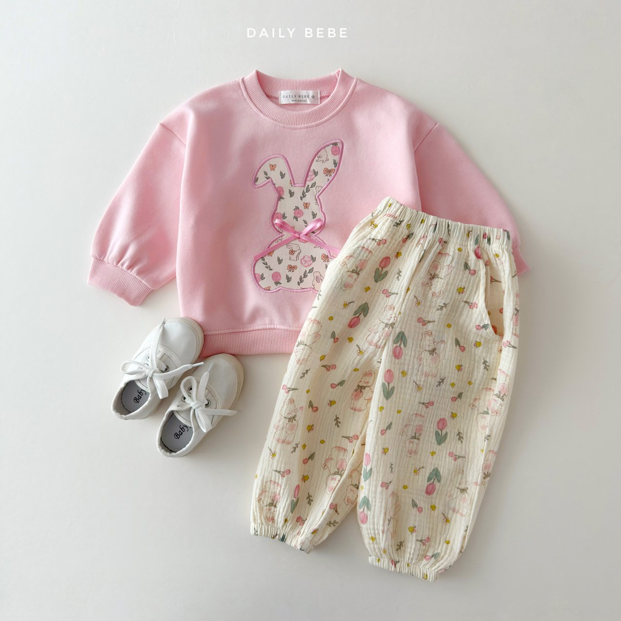 韓國童裝 26春 | DD17 花兔熊衛衣 (75~140cm)