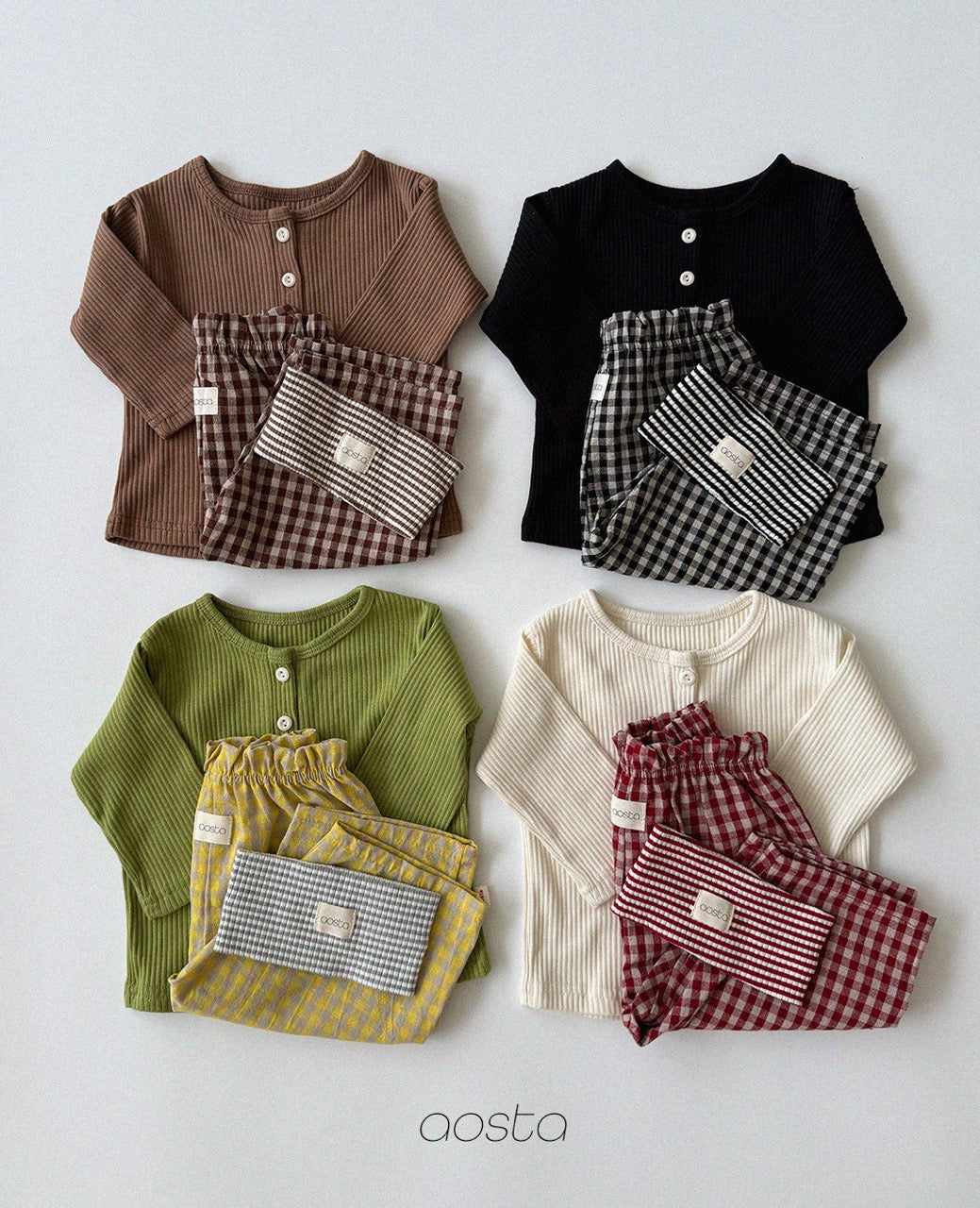 韓國童裝 26秋| AO54 Caramel Check Pants 褲子 (70-110)