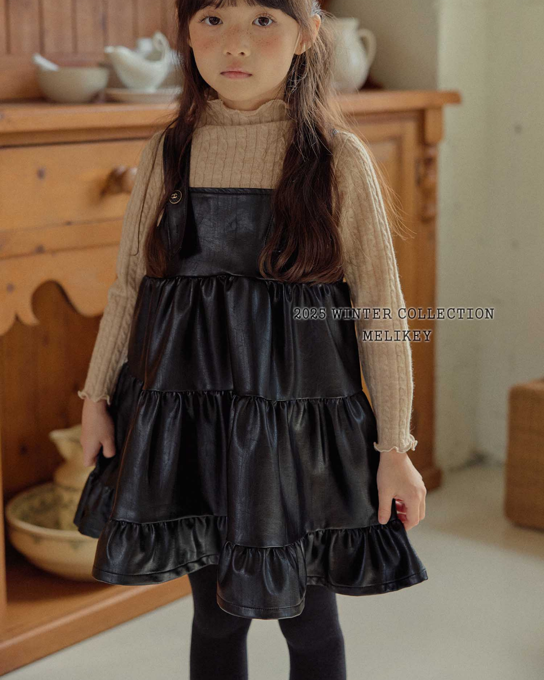 韓國童裝 25秋冬 | ME25404 PU Leather Dress