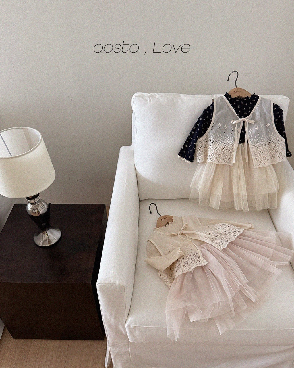 韓國童裝 26秋| AO22 Lace Jenny Open Vest 背心 (FREE)