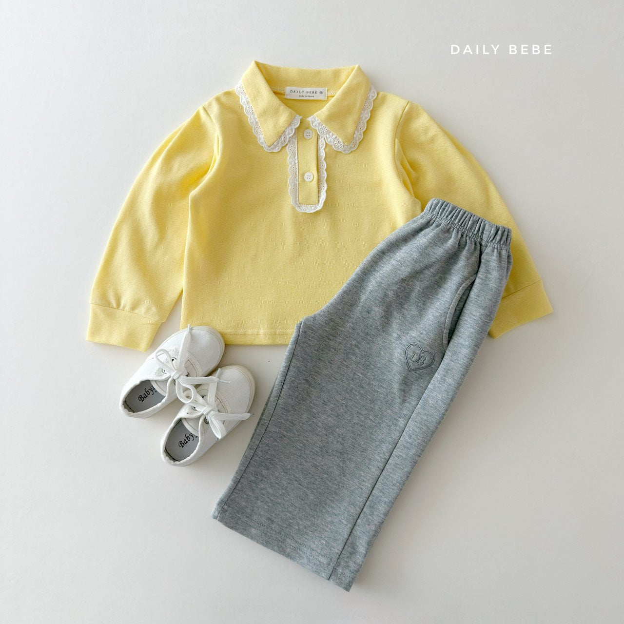 韓國童裝 26春 | DD16 蕾絲翻領T (75~140cm)