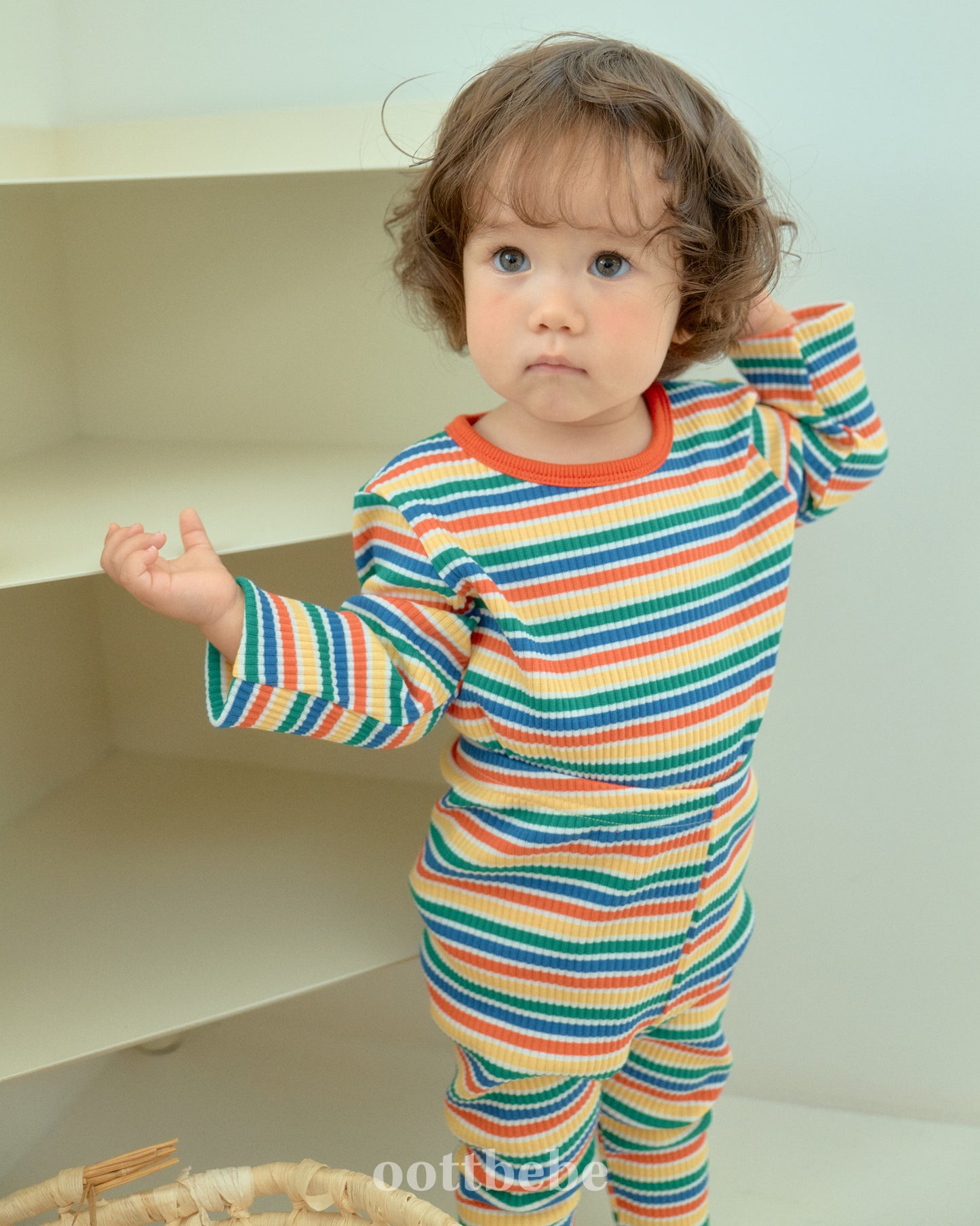 韓國童裝 | OT25342 OT Stripe Kids Top and Bottom Set