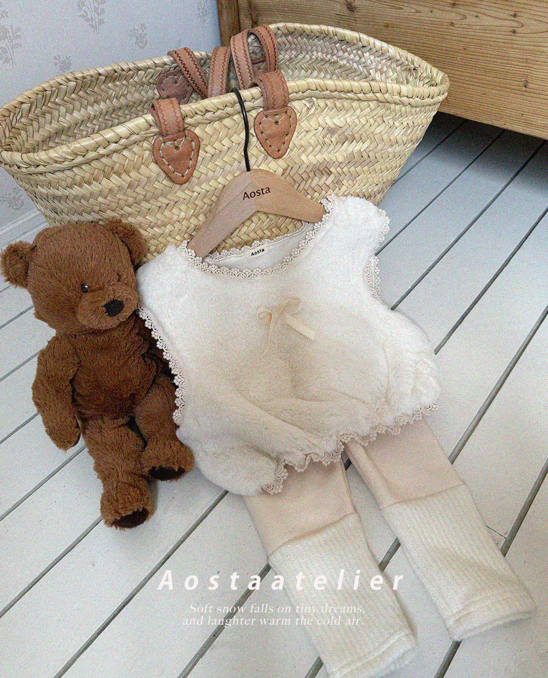 韓國童裝 25秋冬 | AO2558 Fur Ribbon Vest