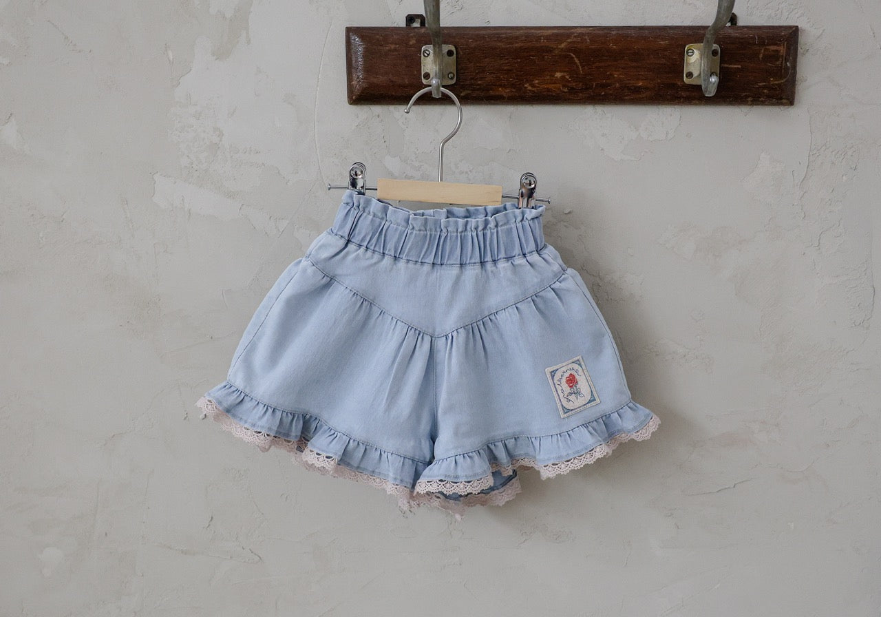 韓國童裝 26夏| FU13 Rose Denim Pants 玫瑰牛仔短褲 (90-140cm)