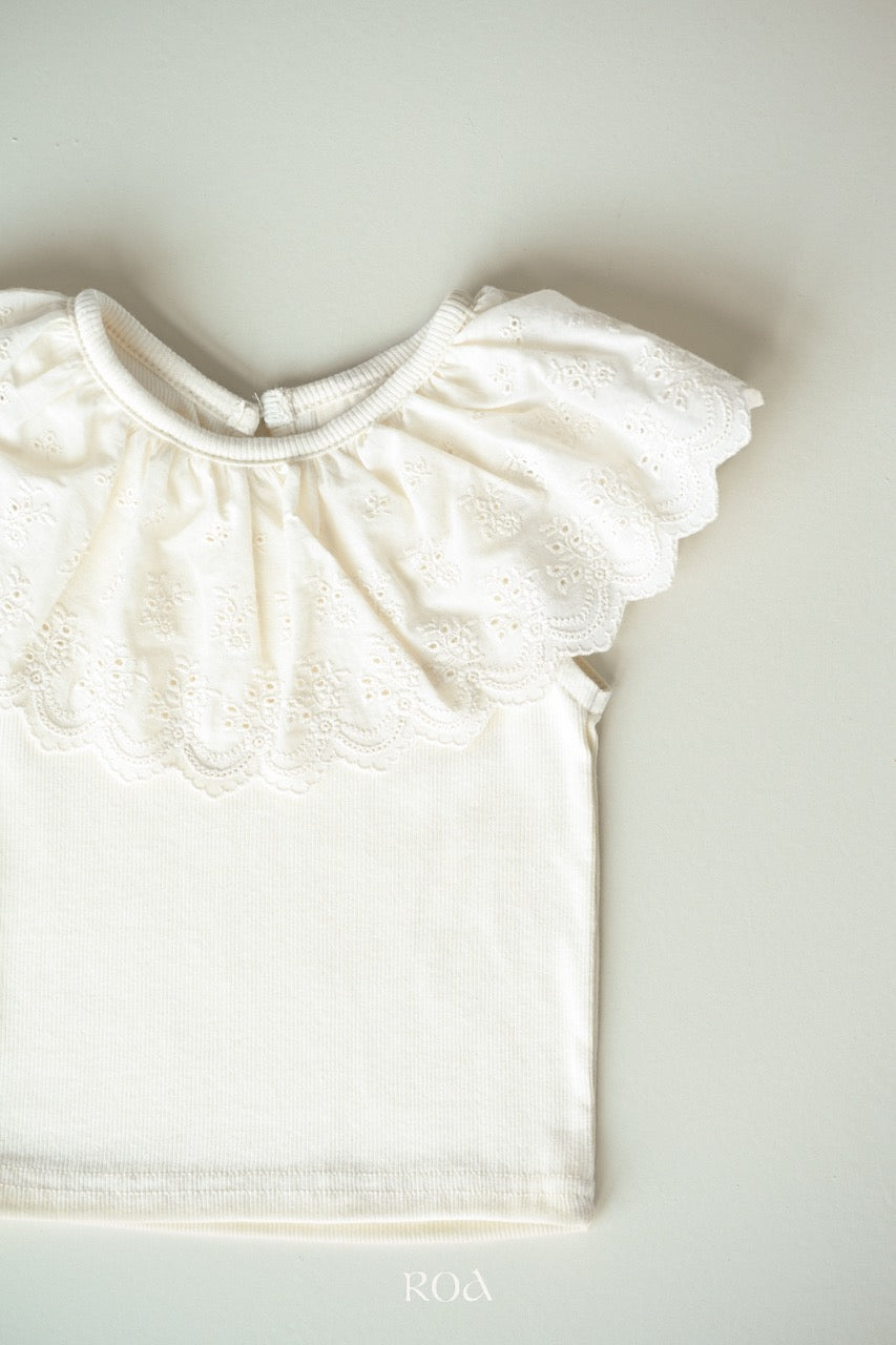 韓國童裝 26夏| RO25 Vanilla Lace Sleeveless T-shirt (90-120cm)