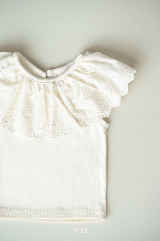 韓國童裝 26夏| RO25 Vanilla Lace Sleeveless T-shirt (90-120cm)