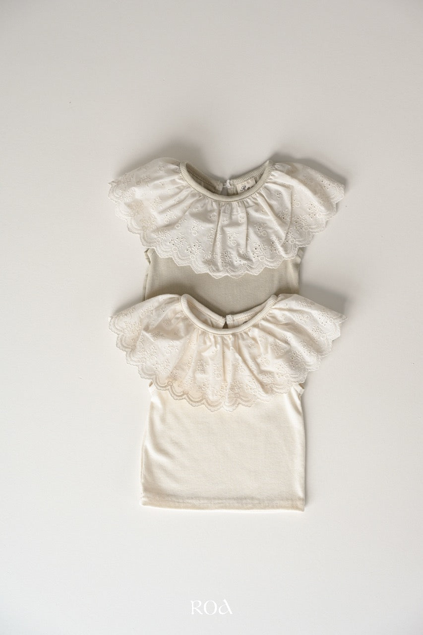 韓國童裝 26夏| RO25 Vanilla Lace Sleeveless T-shirt (90-120cm)