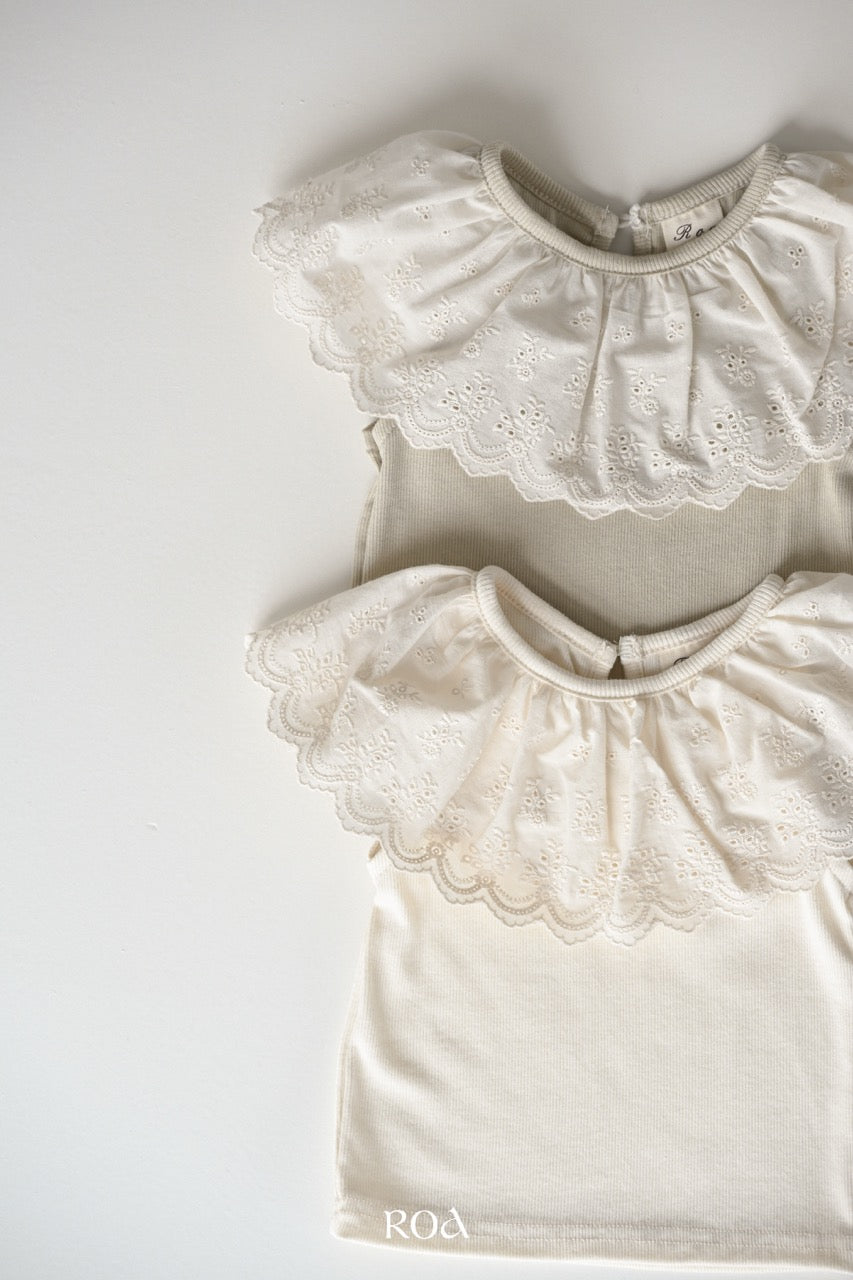韓國童裝 26夏| RO25 Vanilla Lace Sleeveless T-shirt (90-120cm)
