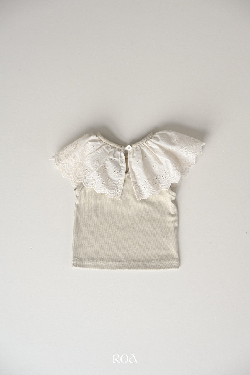 韓國童裝 26夏| RO25 Vanilla Lace Sleeveless T-shirt (90-120cm)