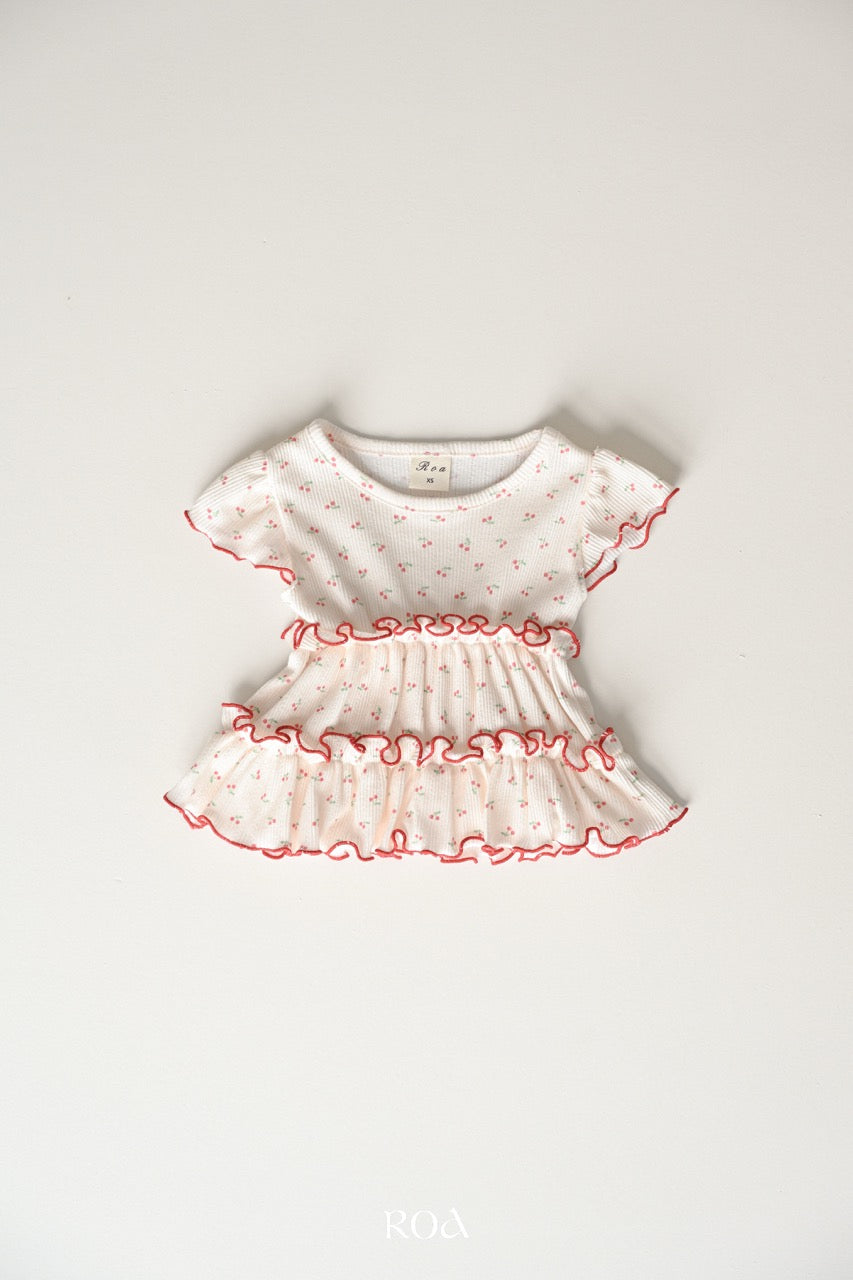 韓國童裝 26夏| RO22 Cherry Ribbed T-shirt (90-120cm)