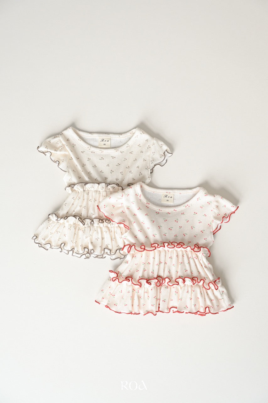 韓國童裝 26夏| RO22 Cherry Ribbed T-shirt (90-120cm)