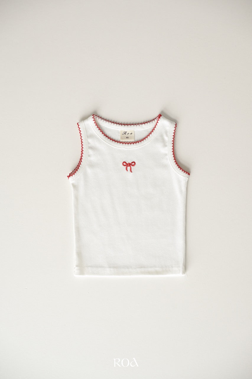 韓國童裝 26夏| RO23 Ribbon Embroidery Sleeveless T-shirt (90-120cm)