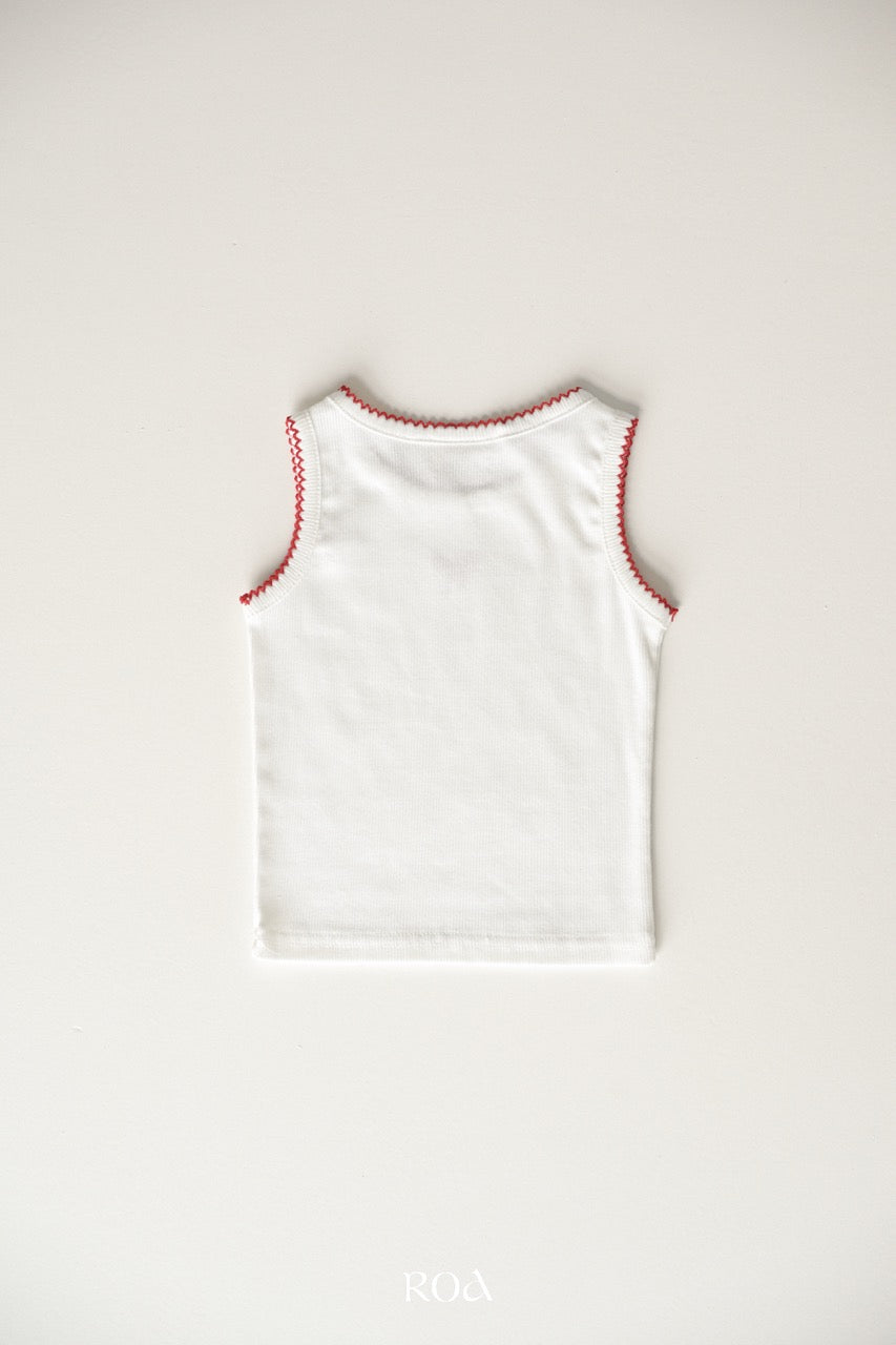 韓國童裝 26夏| RO23 Ribbon Embroidery Sleeveless T-shirt (90-120cm)