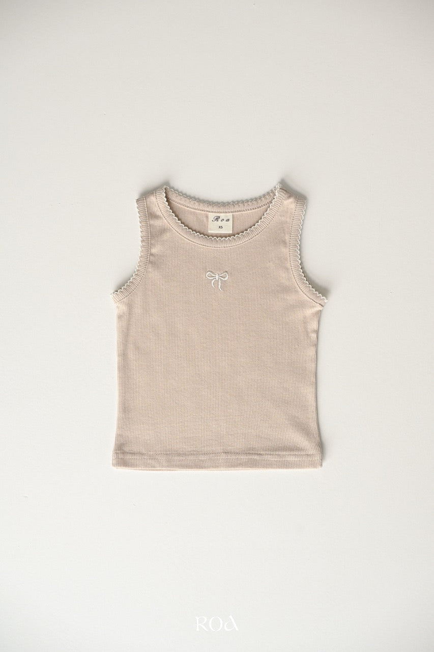韓國童裝 26夏| RO23 Ribbon Embroidery Sleeveless T-shirt (90-120cm)