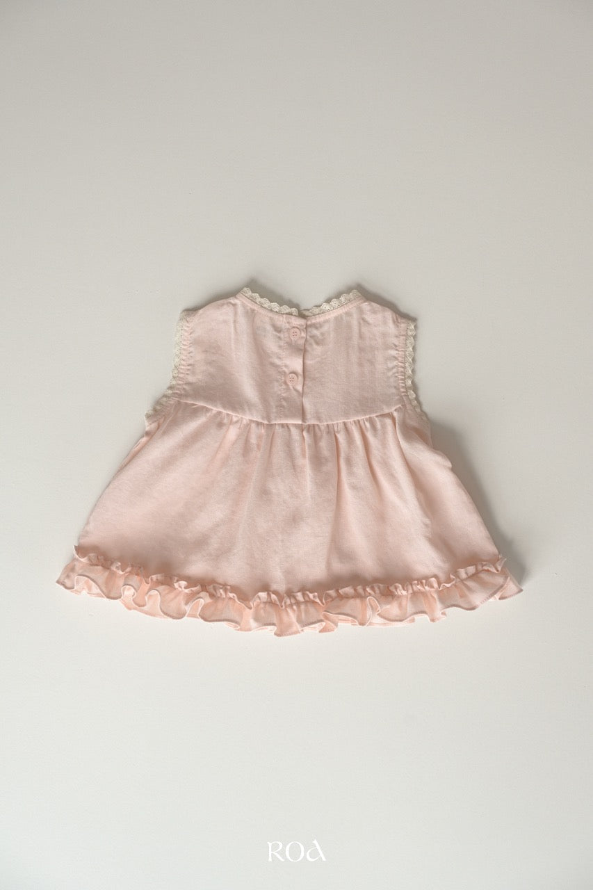 韓國童裝 26夏| RO17 Sleeveless Yoke Frill Blouse (90-120cm)