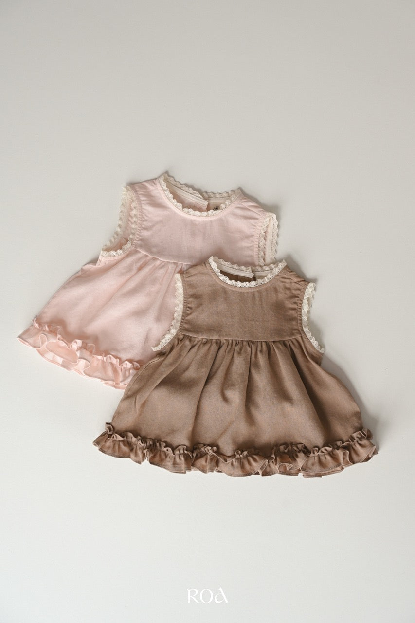 韓國童裝 26夏| RO17 Sleeveless Yoke Frill Blouse (90-120cm)