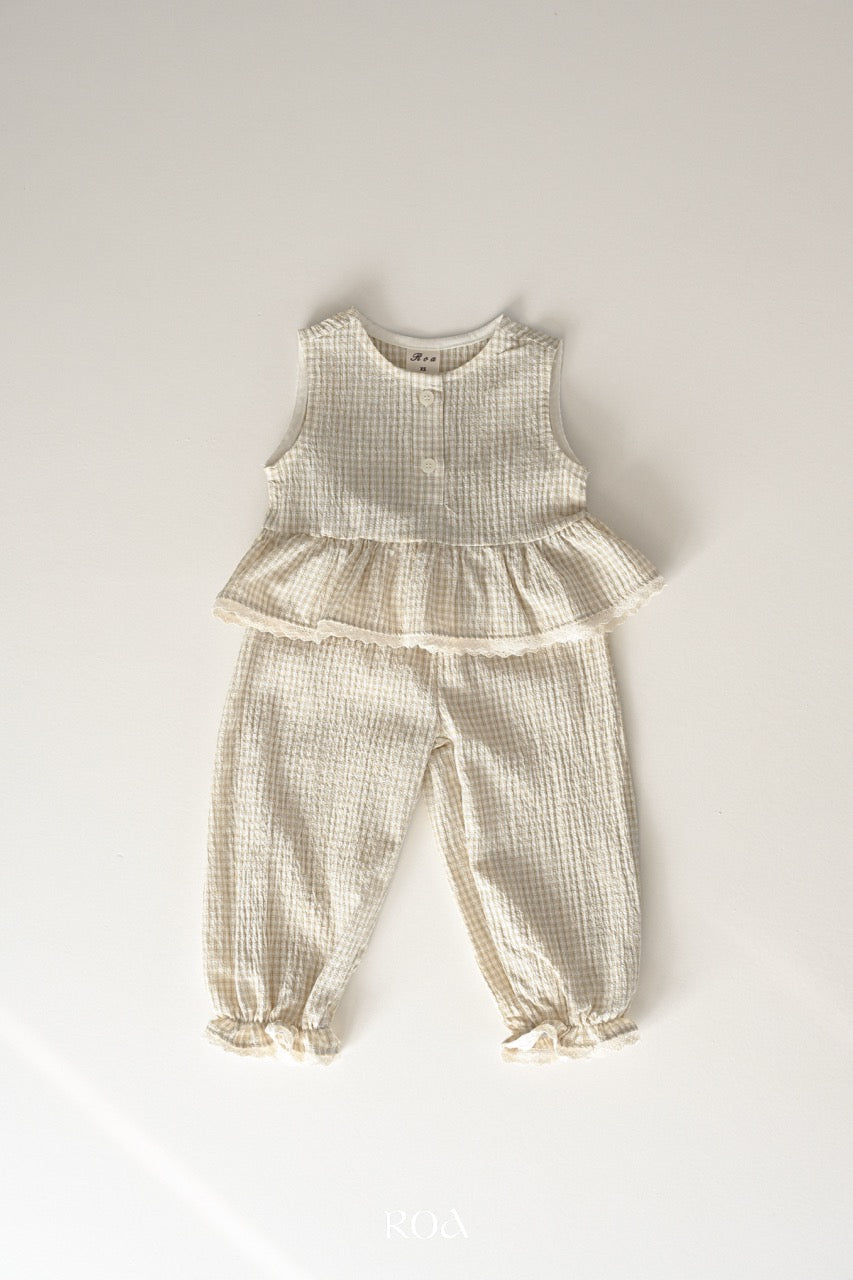 韓國童裝 26夏| RO03 Oat Check Set (90-120cm)