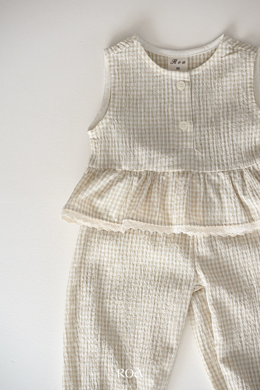 韓國童裝 26夏| RO03 Oat Check Set (90-120cm)