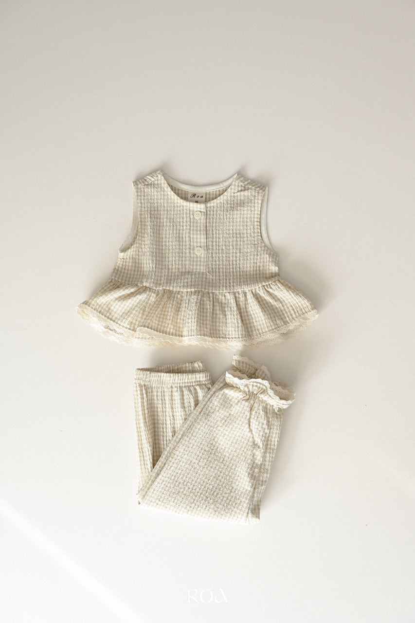韓國童裝 26夏| RO03 Oat Check Set (90-120cm)