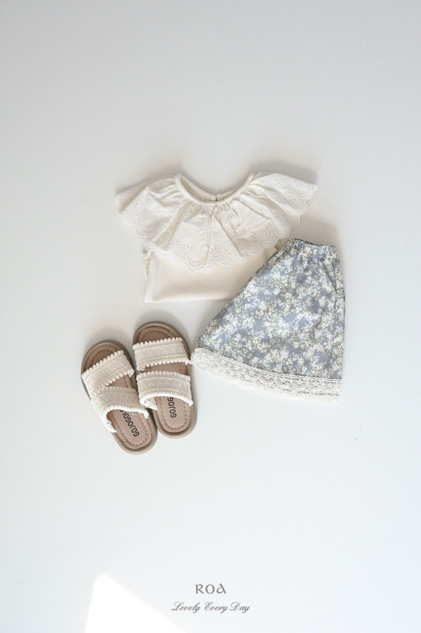 韓國童裝 26夏| RO25 Vanilla Lace Sleeveless T-shirt (90-120cm)