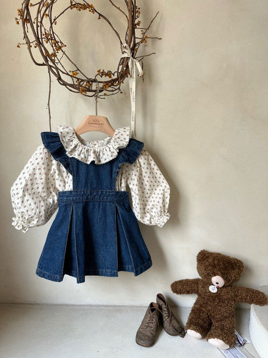 ✿ Fafa's Picks | 24 Fall Miya denim dress with Amelia Blouse 原價: $540 #折實價 $429 - FLO | FLOWERKKOCH 