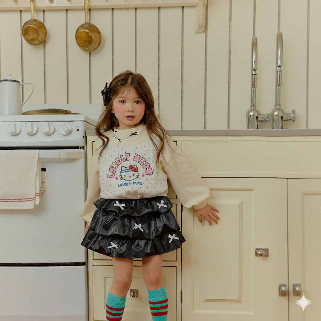 韓國童裝 26春 | SE35 蝴蝶結層層裙 (90~130cm)