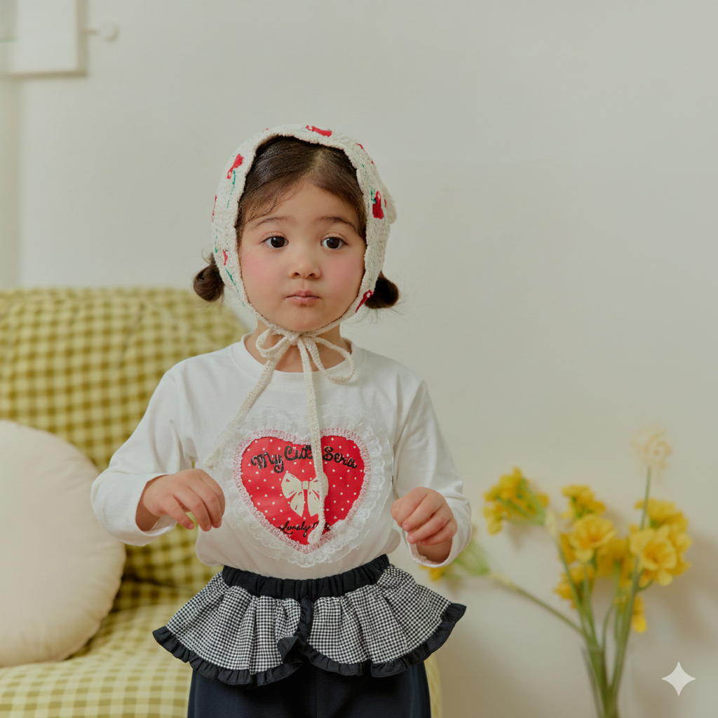 韓國童裝 26春 | SE28 格紋裙擺長褲 (90~130cm)