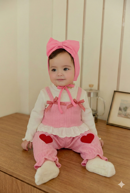 韓國童裝 26春 | SE08 愛心Ribbon套裝 (70~100cm)