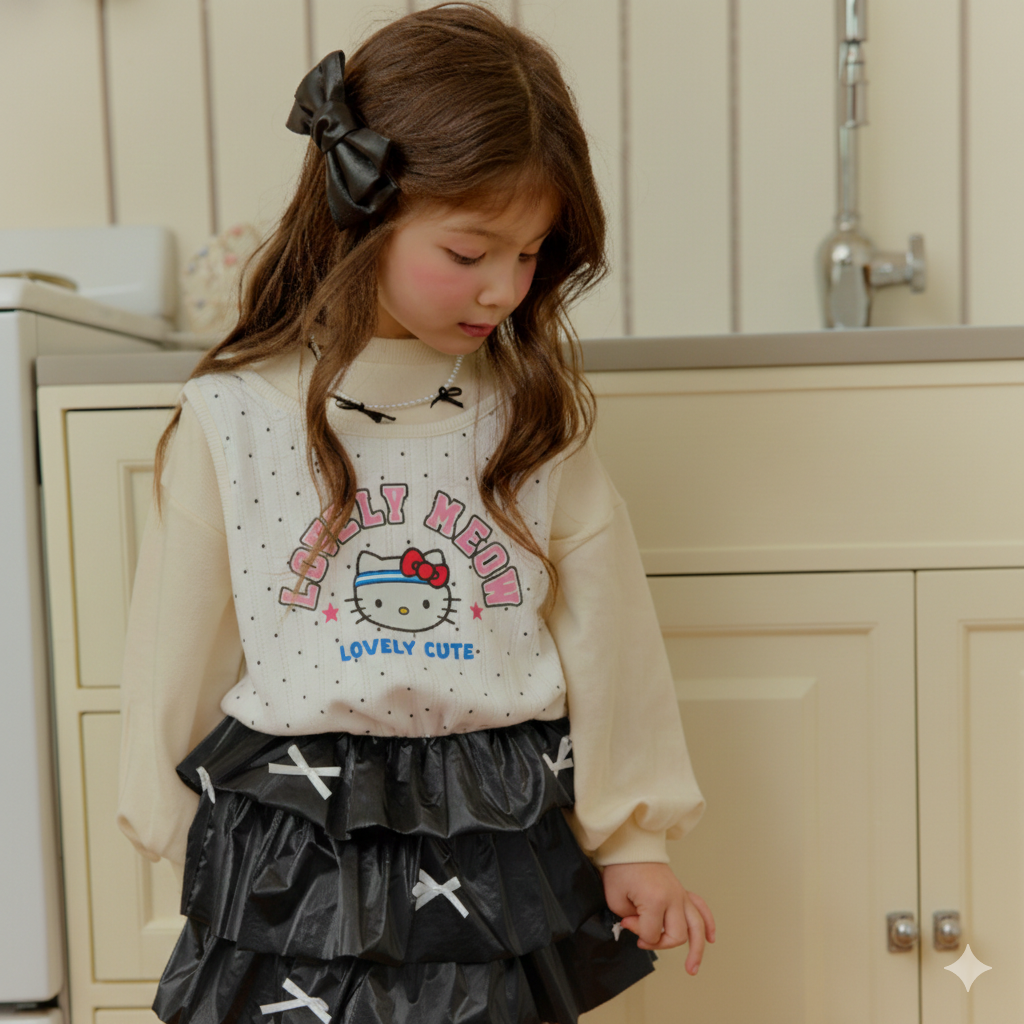 韓國童裝 26春 | SE35 蝴蝶結層層裙 (90~130cm)