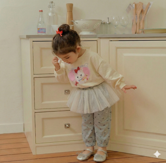 韓國童裝 26春 | SE26 Lace裙擺長褲 (90~130cm)