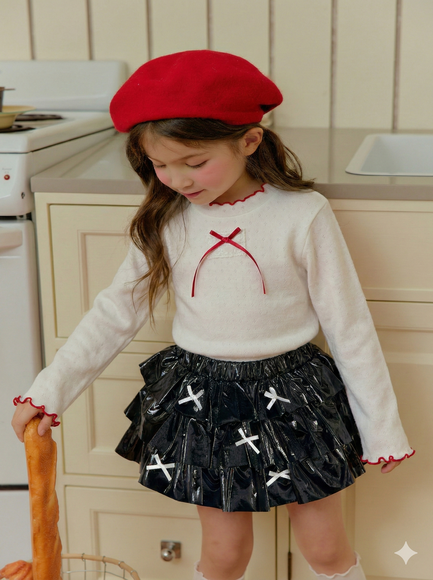 韓國童裝 26春 | SE35 蝴蝶結層層裙 (90~130cm)