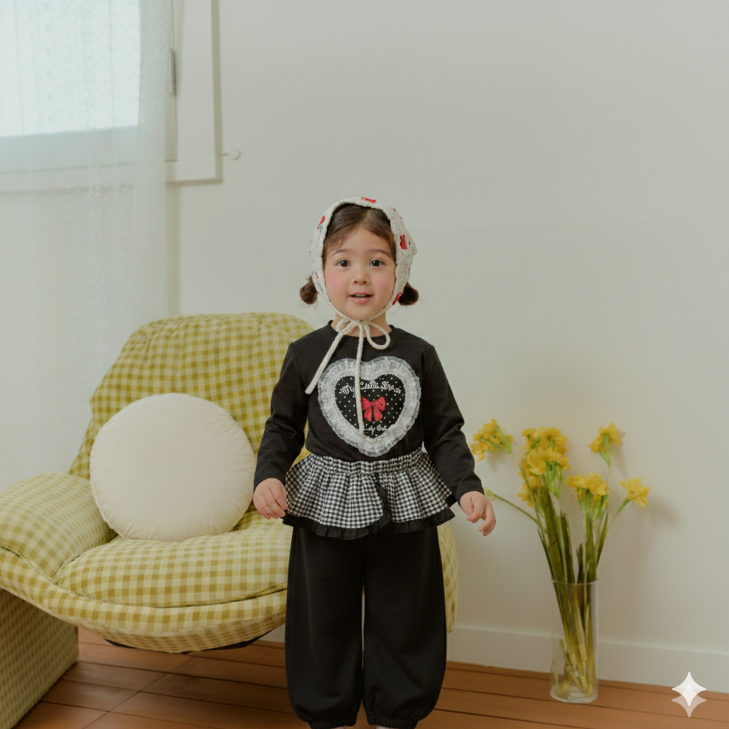 韓國童裝 26春 | SE28 格紋裙擺長褲 (90~130cm)