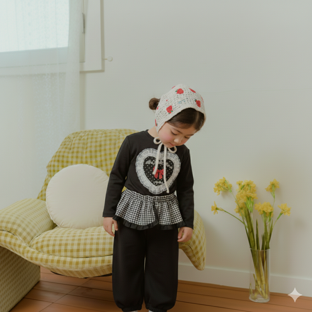 韓國童裝 26春 | SE28 格紋裙擺長褲 (90~130cm)