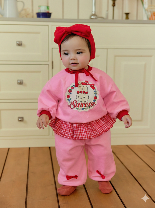 韓國童裝 26春 | SE06 格紋荷葉邊套裝 (70~100cm)