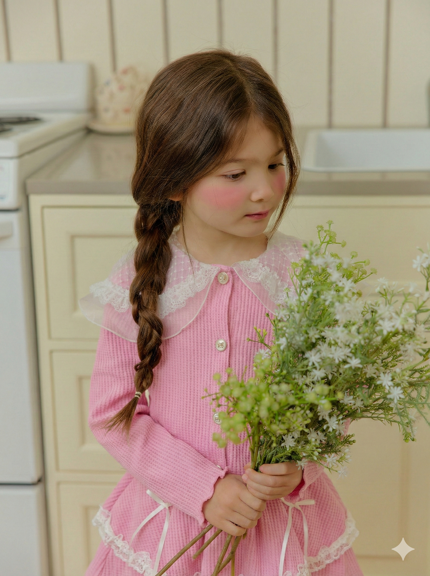 韓國童裝 26春 | SE17 蕾絲領開襟外套 (90~130cm)