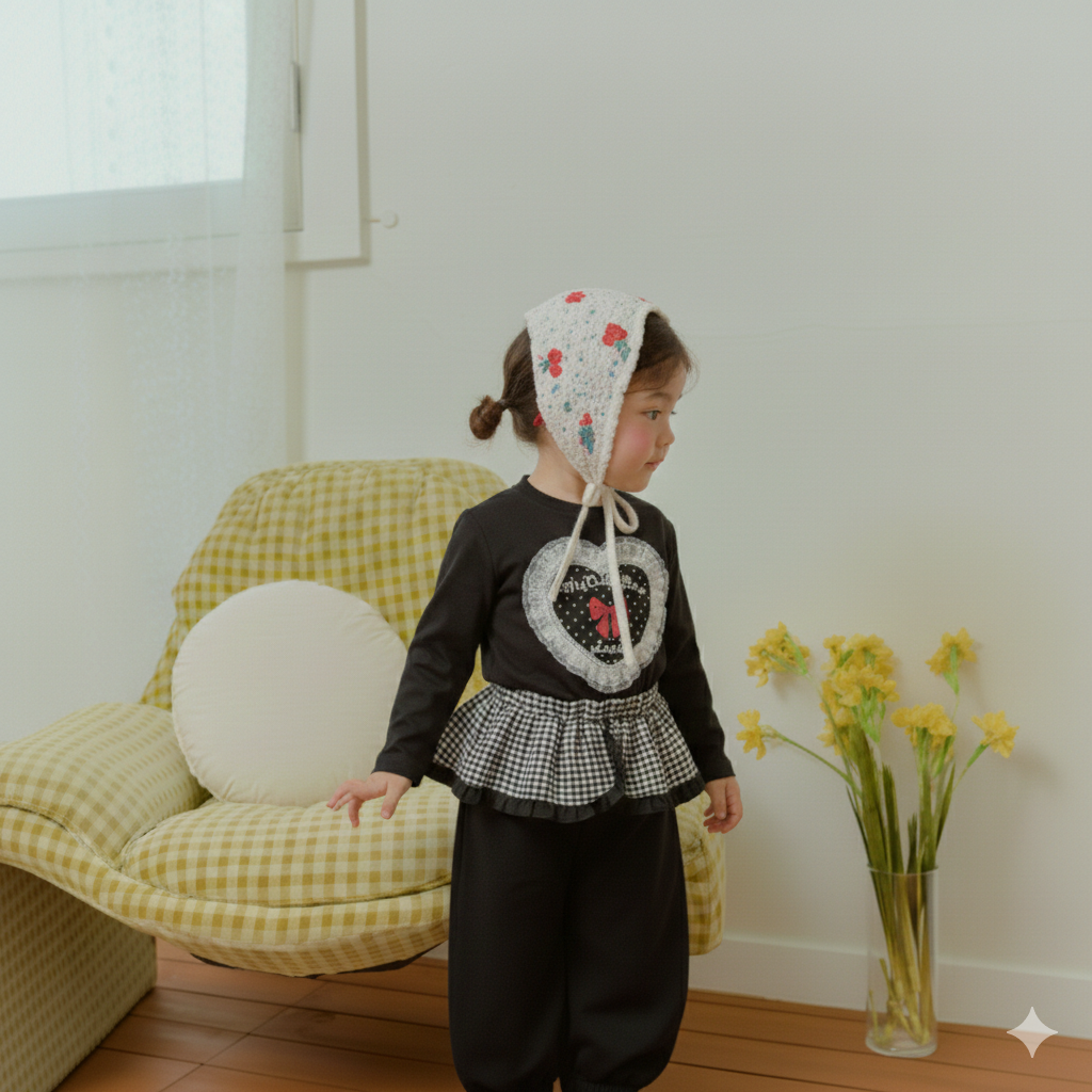 韓國童裝 26春 | SE28 格紋裙擺長褲 (90~130cm)