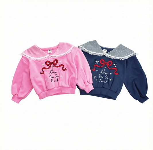 韓國童裝 26春 | SE29 蕾絲水手領衛衣 (90~130cm)