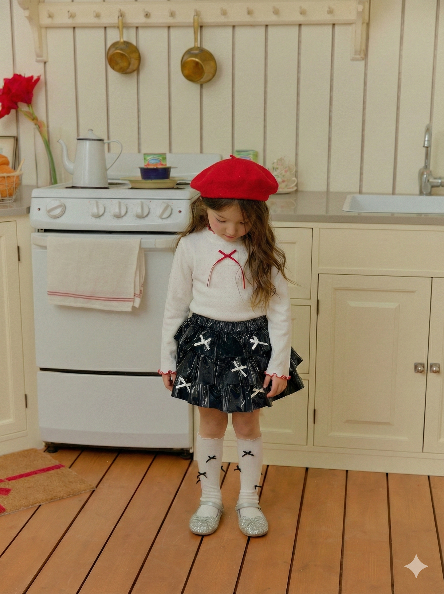 韓國童裝 26春 | SE20 蝴蝶結羅紋T (90~130cm)