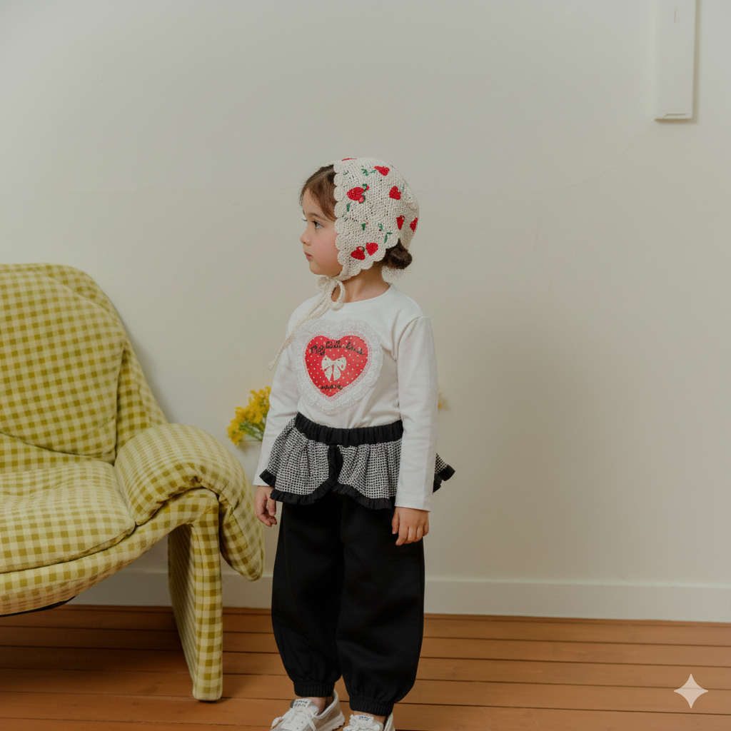 韓國童裝 26春 | SE28 格紋裙擺長褲 (90~130cm)