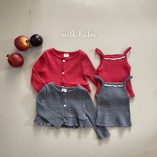 韓國童裝 26秋| MK01 Heart Ribbed Cardigan Set 外套