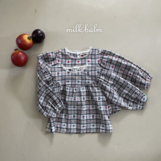 韓國童裝 26秋| MK06 Check Bear Blouse 襯衫