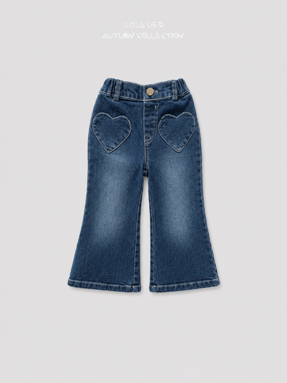 韓國童裝 26秋| UE04 Heart Denim Bootcut Pants 牛仔褲 (90-130)