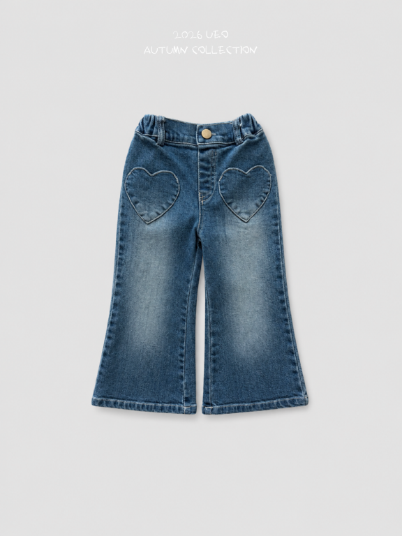 韓國童裝 26秋| UE04 Heart Denim Bootcut Pants 牛仔褲 (90-130)