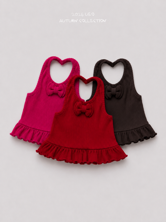 韓國童裝 26秋| UE35 Ribbon Frill Halter Neck Tee 上衣 (90-130)