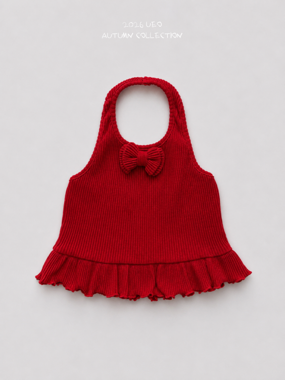韓國童裝 26秋| UE35 Ribbon Frill Halter Neck Tee 上衣 (90-130)