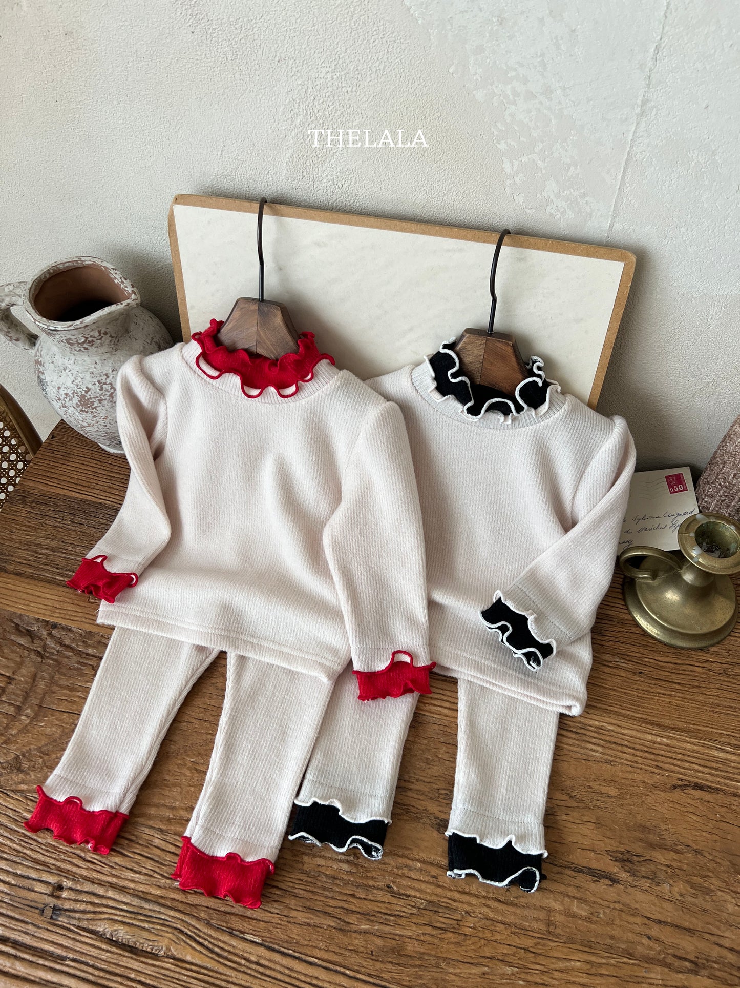 韓國童裝 25秋冬 | LA25443 Frill 2-tone Tee  (Baby & Kids)