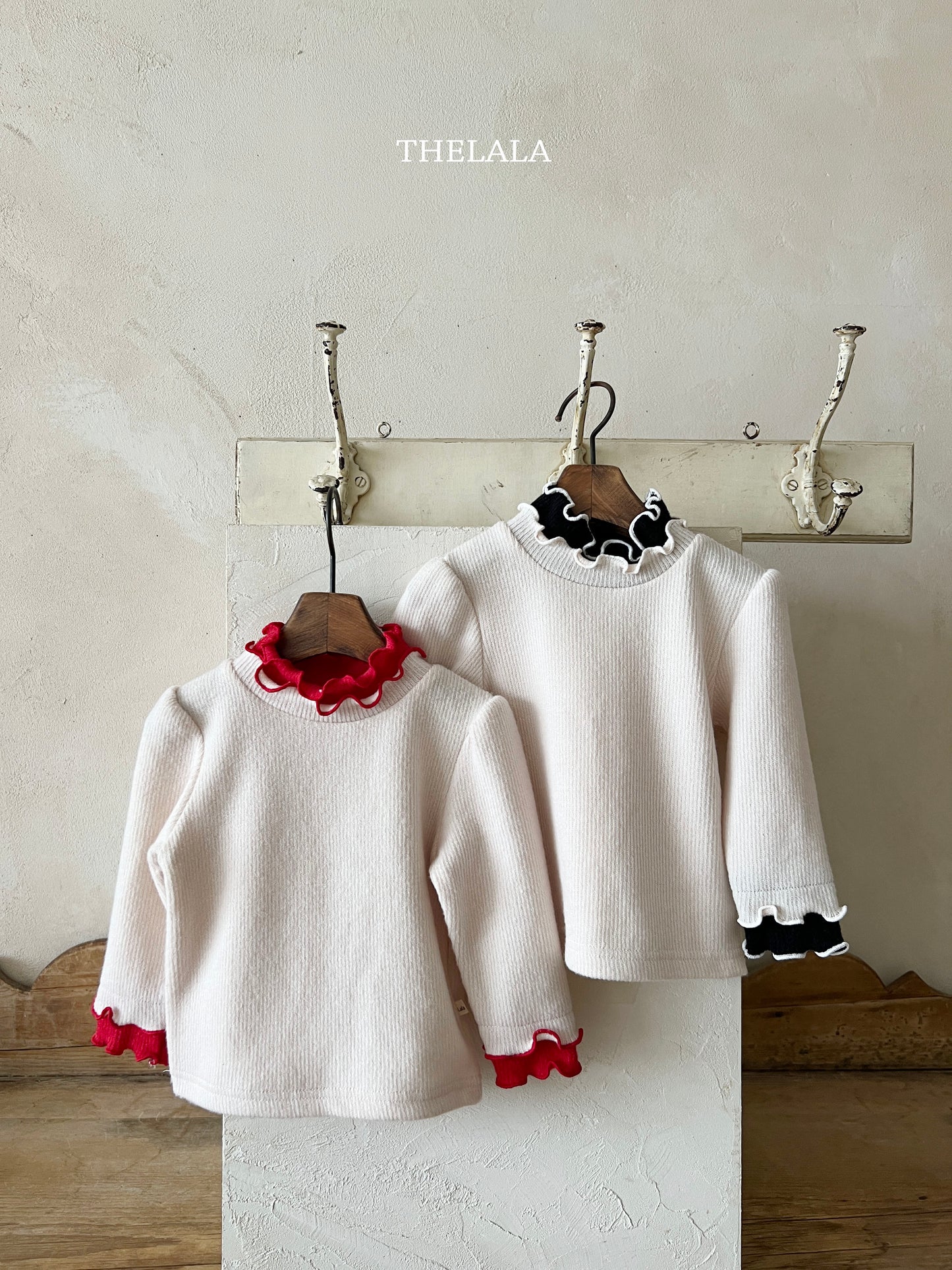 韓國童裝 25秋冬 | LA25443 Frill 2-tone Tee  (Baby & Kids)