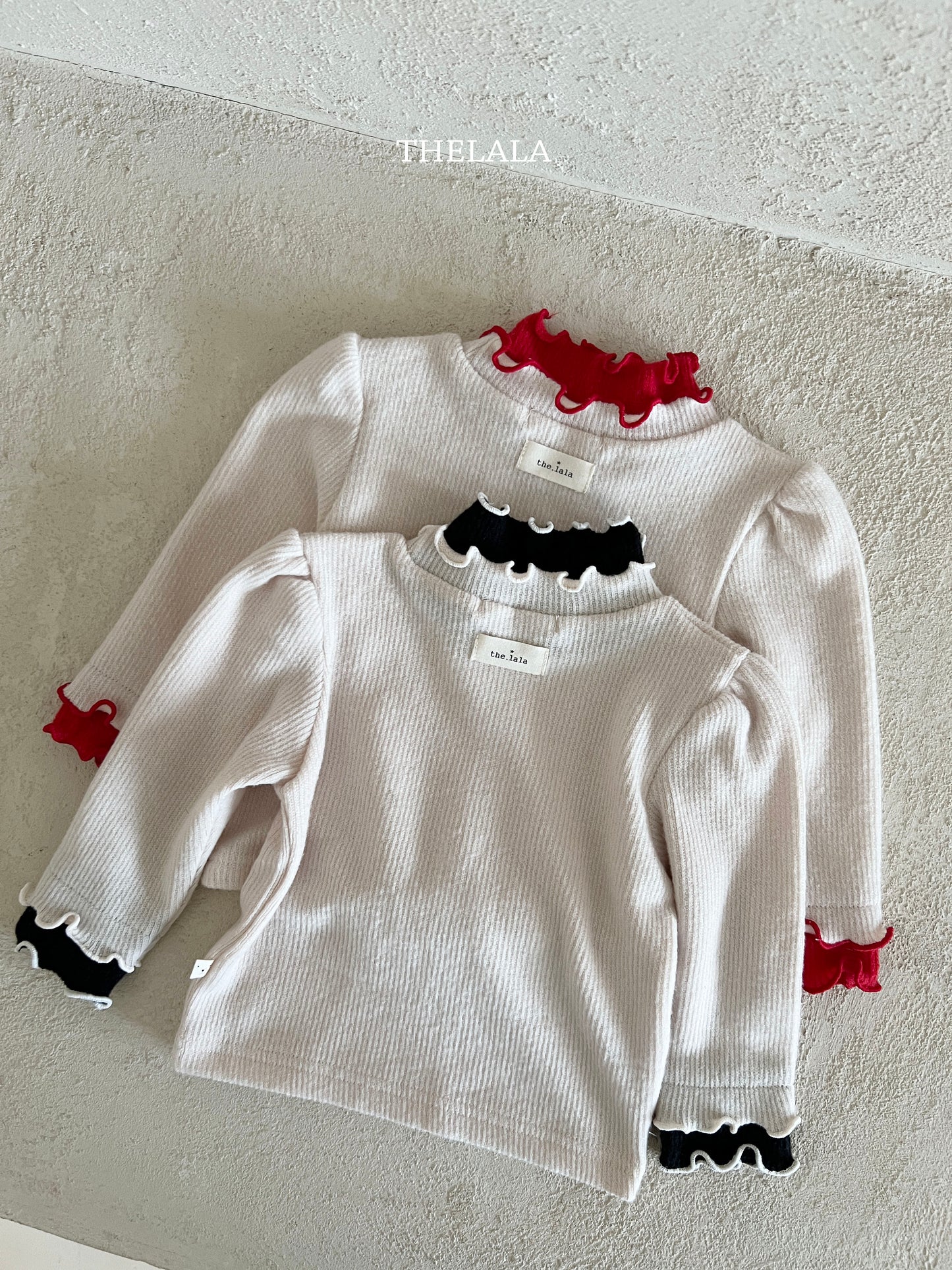 韓國童裝 25秋冬 | LA25443 Frill 2-tone Tee  (Baby & Kids)